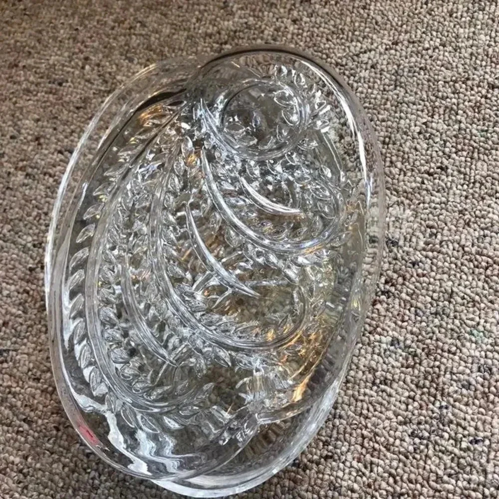 4 Pieces Set of Cut  Crystal Glass Plates